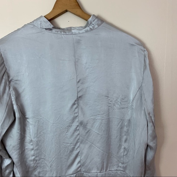 [Charter Club] Silver Silk Button Down Long Sleeve Top - Picture 7 of 7